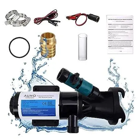 AUHO RV Macerator Pump 12V, Portable Macerator Pump, 12GPM RV Waste Water Pump, 