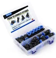 TAILONZ Pneumatic 3/8 inch OD Push to Connect Fittings Pneumatic Fittings Kit 5 Spliters+5 Elbows+5 tee+5 Straight (20 Pcs)