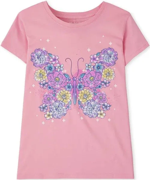 The Children's Place Girls' Butterfly Short Sleeve Graphic T-Shirts