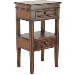 Litton Lane End Accent Table 29&#034; H X 12&#034; W, Rectangle Wood 2 Drawers + 1 Shelf