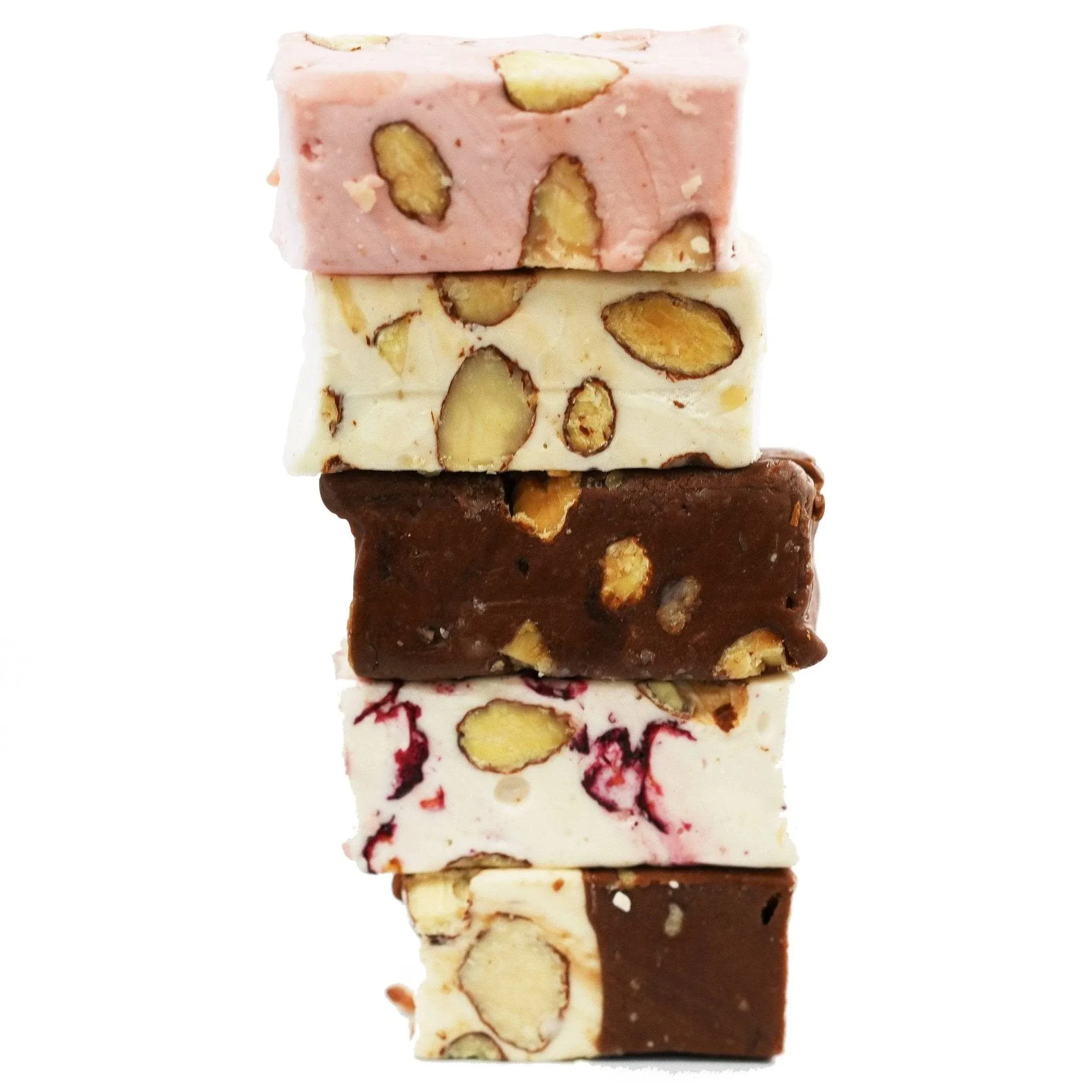 Andy Anand Roasted Almond Soft Nougat Brittle, offering 14 bite-sized wrapped pieces with 5 delightful flavors, imported from Europe for a delectable taste experience, and it's gluten-free (7 Oz)