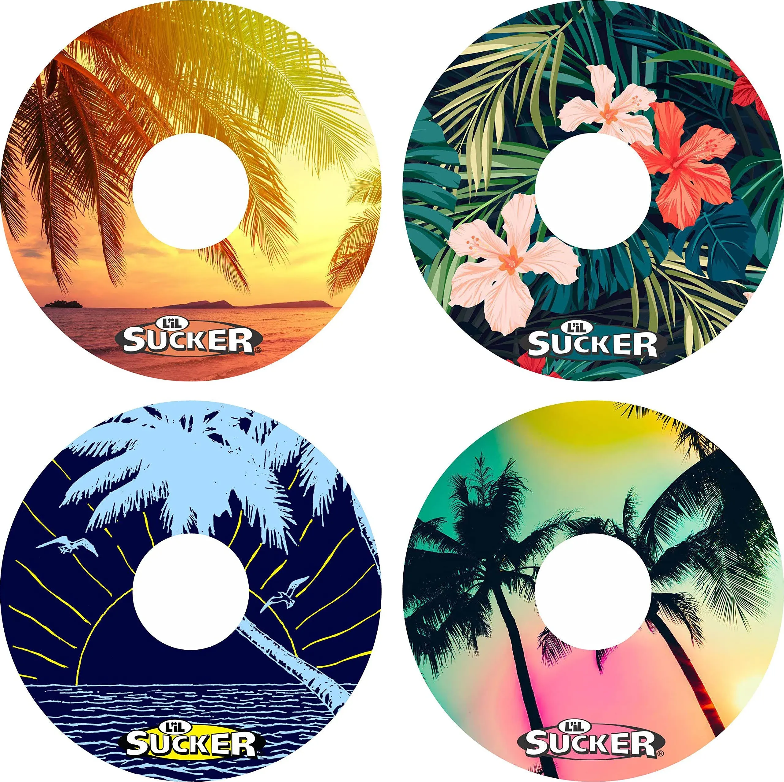 L’Il Sucker Tropical Suction Rings Cup Drink Coaster Holders 4 Pack