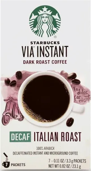 Starbucks Via Instant Coffee, Dark Roast, Italian Roast, Packets - 8 pack, 0.11 ...