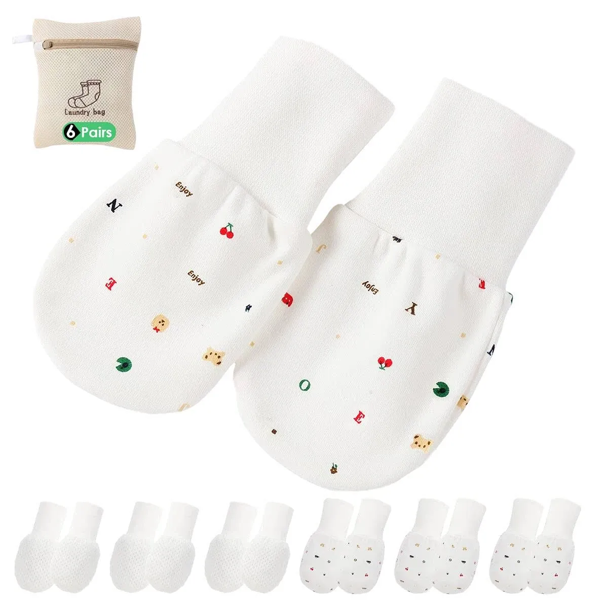 1 One Enjoy Baby Mittens Anti Scratch Baby Mittens No Scratch Mittens Baby Gloves for 0-12