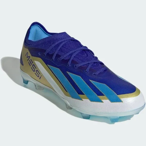 Adidas x Crazyfast Messi Elite Firm Ground Cleats Lucid Blue 2.5 Kids - Soccer Cleats