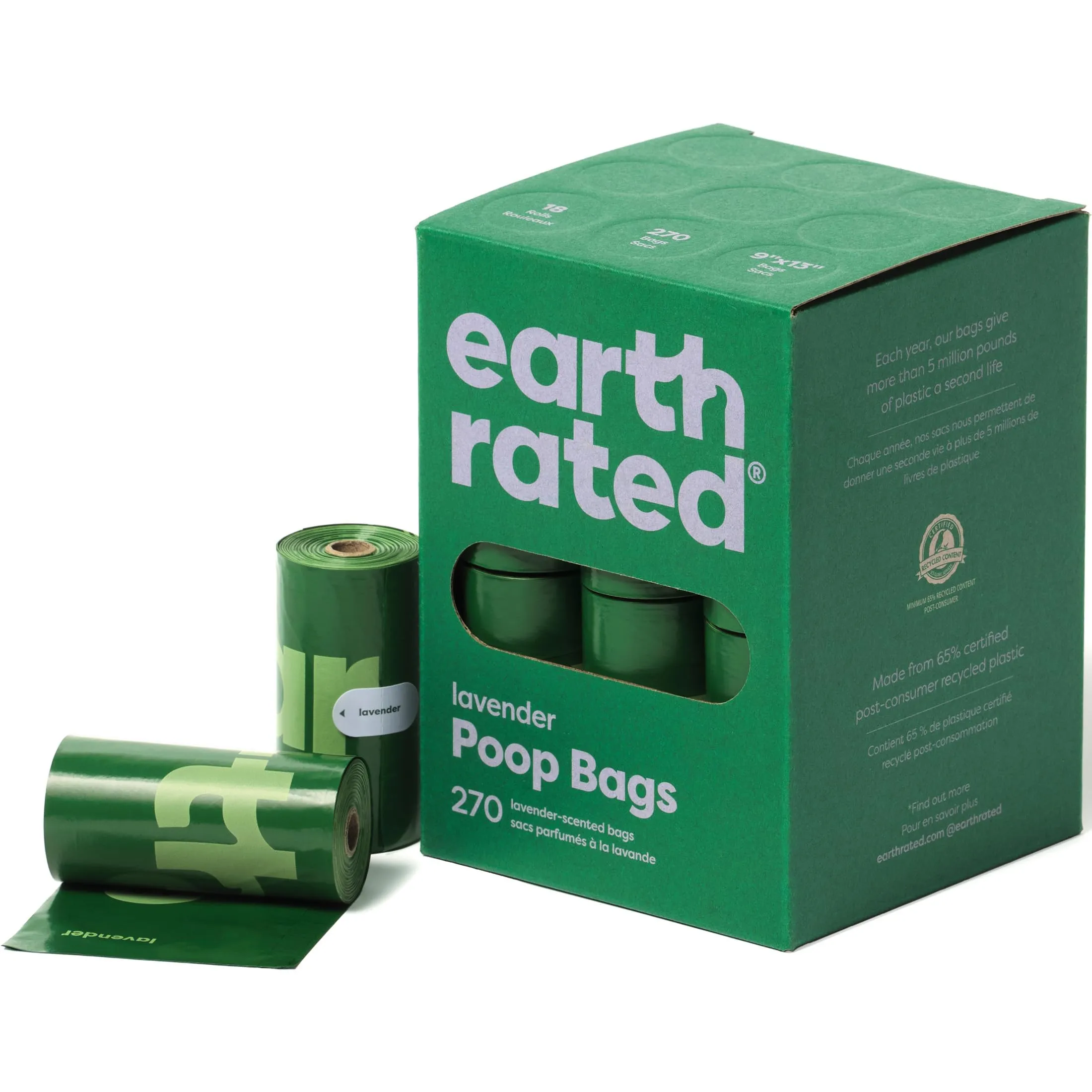 Earth Rated Dog Poop Bags, New Look, Guaranteed Leak Proof and Extra Thick Waste Bag Refill Rolls For Dogs, Unscented, 270 Count