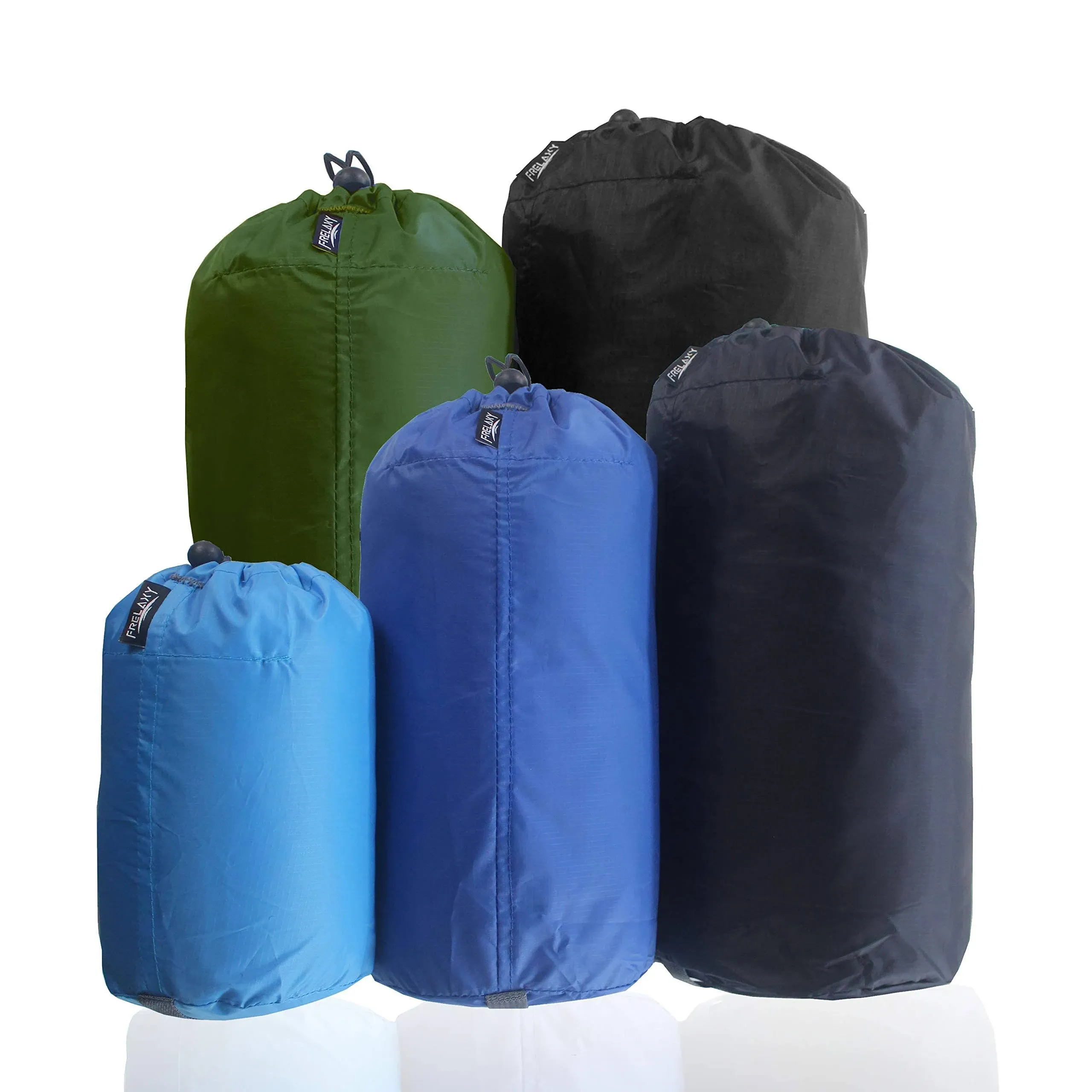 Frelaxy Stuff Sack Set 5-Pack (3L&5L&9L&15L&20L), Ultralight Ditty Bags with Dust ...