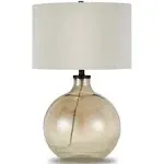 Laelia 24.75" Tall Table Lamp with Fabric Shade in Gold Luster Glass/White