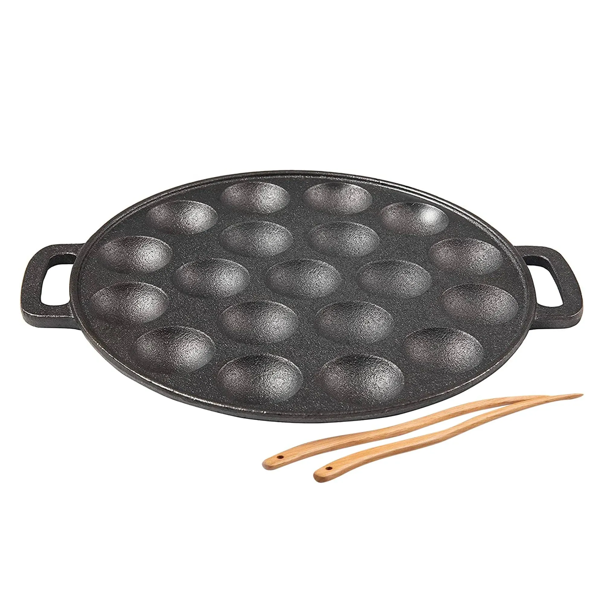 Cast Iron Aebleskiver Pan for Danish Stuffed Pancake Balls by Upstreet (Yellow)