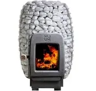 HUUM HIVE HEAT 12kW Wood Burning Sauna Stove Package w/ Thru-Wall Chimney and Stones and Floor Protection