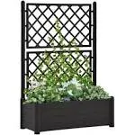 Vidaxl Garden Planter with Trellis 39.4x16.9x55.9 PP White