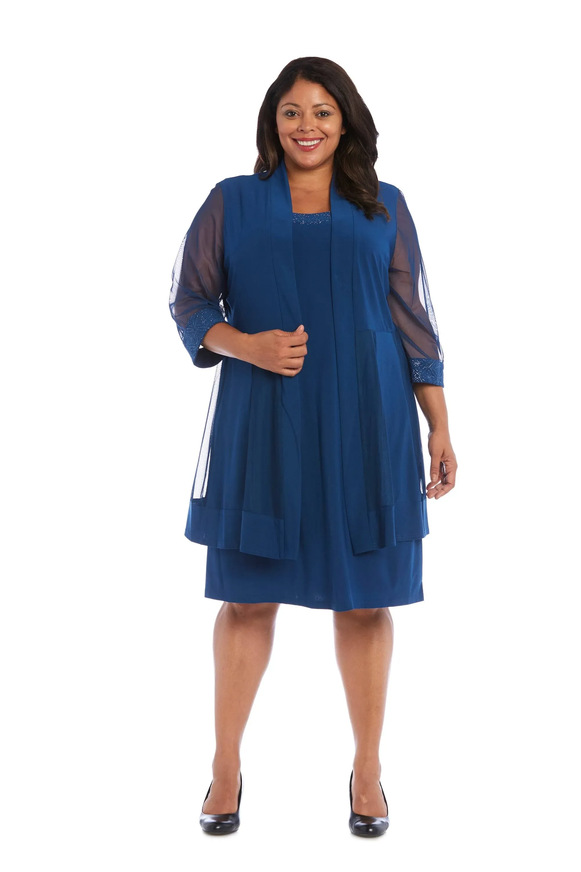 R &amp; M Richards- Shift Dress &amp; Jacket  ,  Plus-size: 20W  ,  color-Peacock Blue