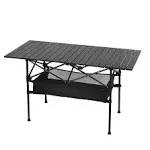 LEADALLWAY Folding Camping Table with Large Storage and Carrying Bags