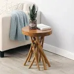 WELLAND 16" Teak Wood Stick Leg End Table