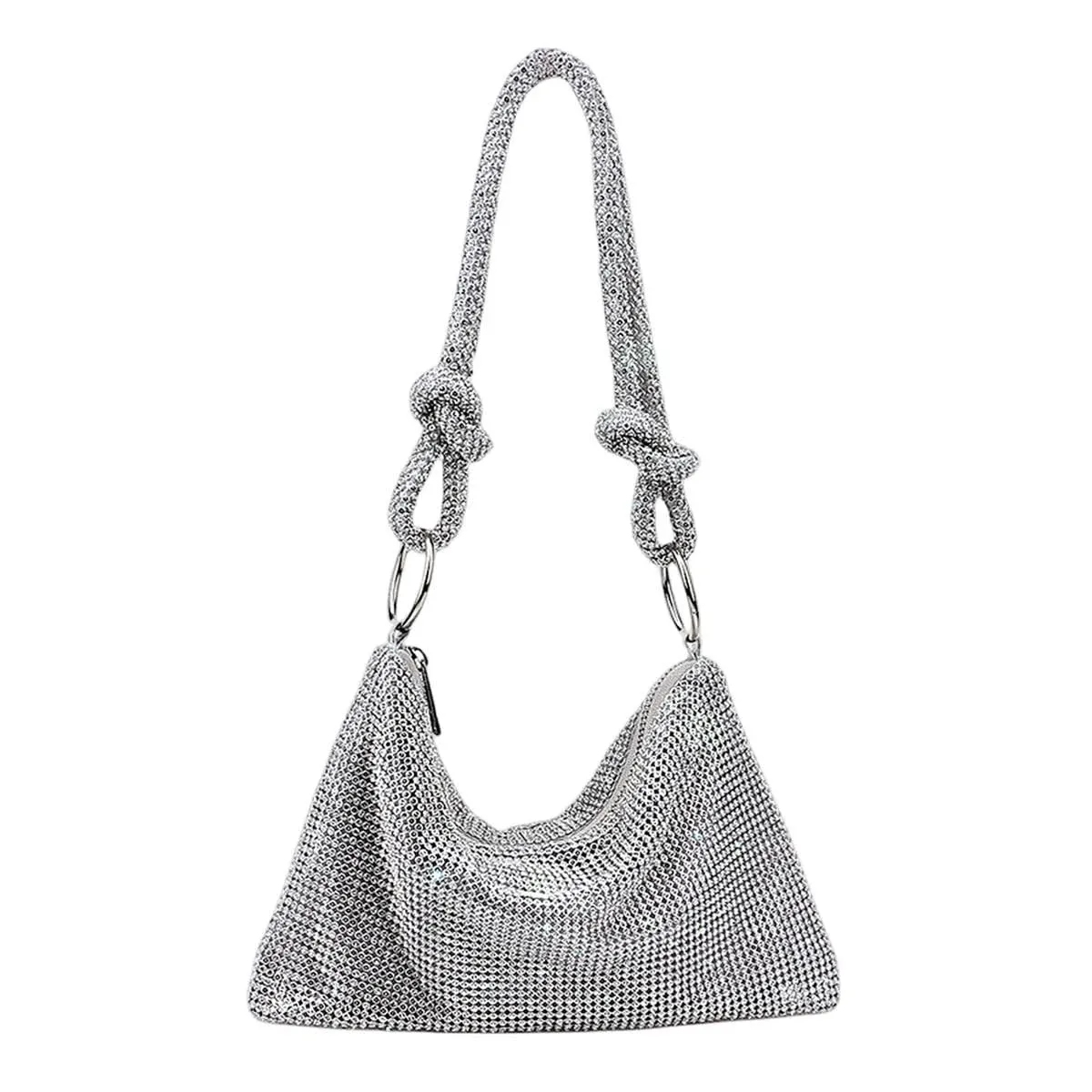 UMREN Rhinestone Hobo Bags for Women Chic Evening Handbag Sparkly Crystal Cluth Purse for Party Club Wedding