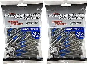 Pride Professional Titanium Strength Wood Golf Tees, 3 1/4", 65 Count (2-Pack)