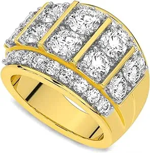 P3 POMPEII3 7Ct Diamond Mens Anniversary Ring in 10k Yellow Gold