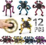 BAOERHUI 12 Packs Funny Sensory Fidget Toys, Transformable Chain DIY Robot Spinners Twister Fingertip Stress Relief Gyro Toy for Adult