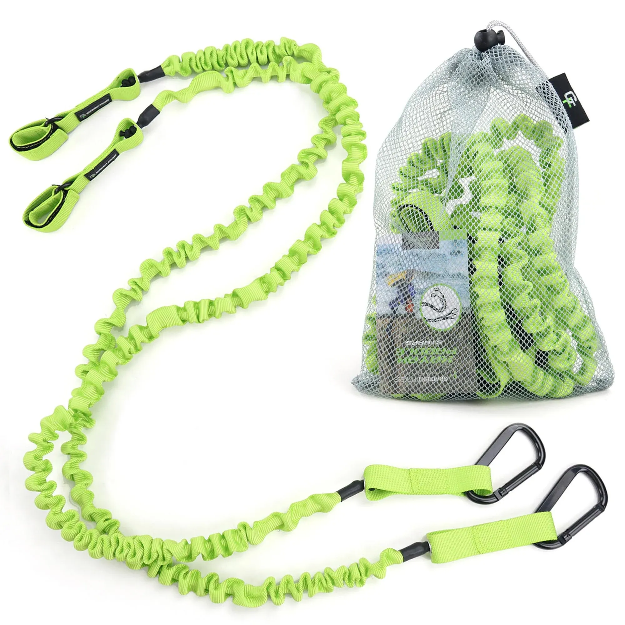 Gradient Fitness The 2 Pack Kayak Paddle Leash, 5-8 Feet Stretchable Paddle Strap with Carabiner Secure Leash Lanyard Rope