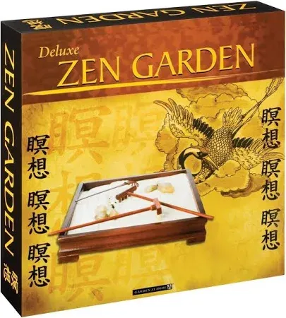 Toysmith Deluxe Zen Garden - Rosewood-Finish Miniature Meditation Set