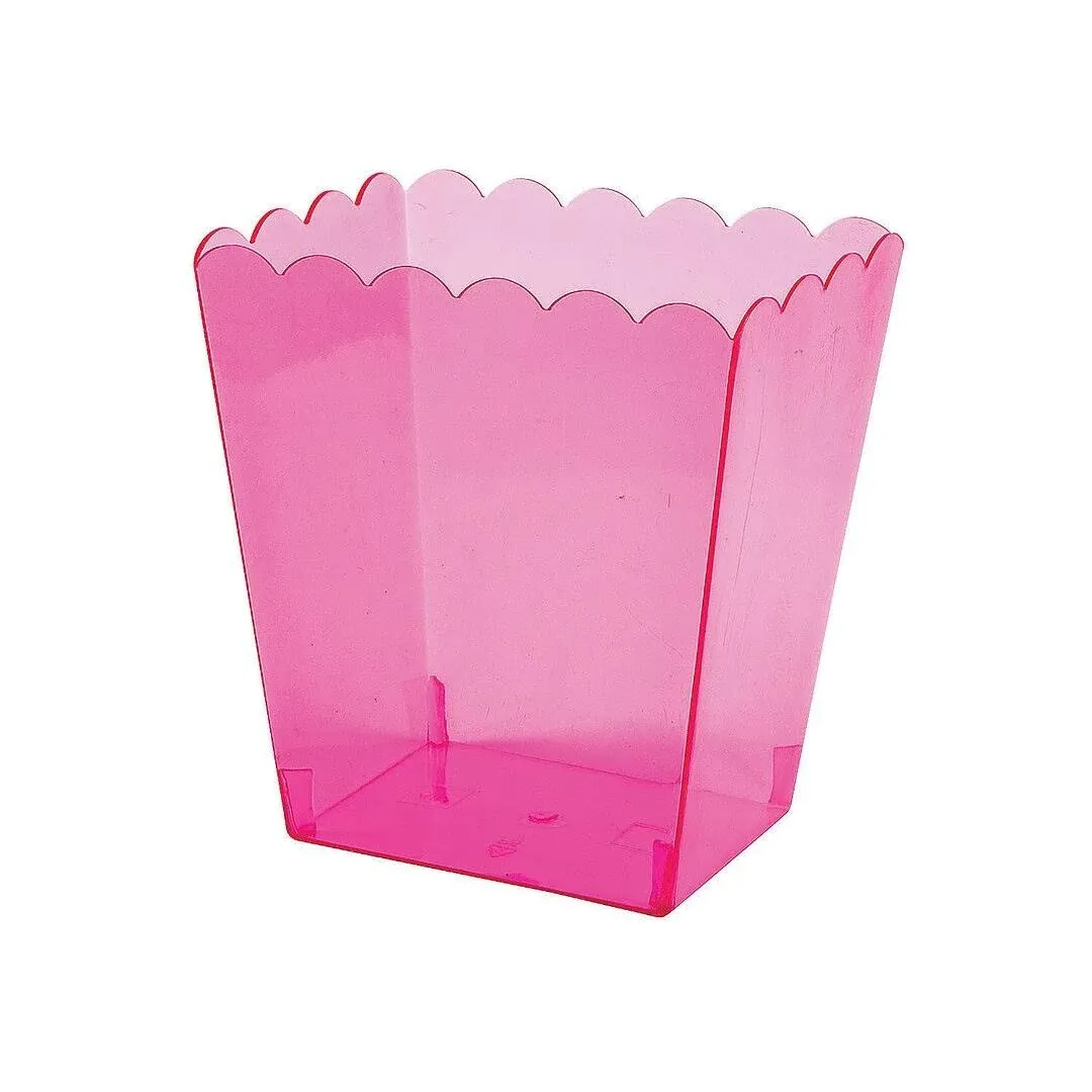 Medium Pink Scalloped Containers, Birthday, Party Supplies, 3 Pieces