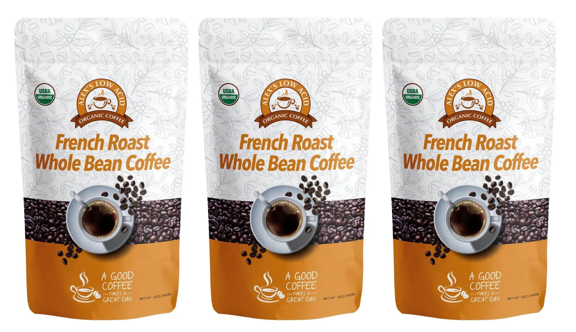 Alex's Low Acid Organic Coffee™ - French Roast Whole Bean (12oz)