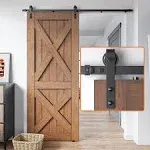 SANKEYTEW 6ft Barn Door Hardware Kit, Lite Version- Combination Track- Easy to Install- Manual included- Black (J-L-5)