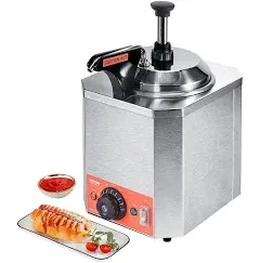 VBENLEM Cheese Dispenser with Pump, 2.3 Qt Capacity Cheese Warmer, Stainless Steel Hot Fudge Warmer with Pump 650W Cheese Dispenser, 30-110℃ Temp Adjustable, for Hot Fudge Cheese Caramel