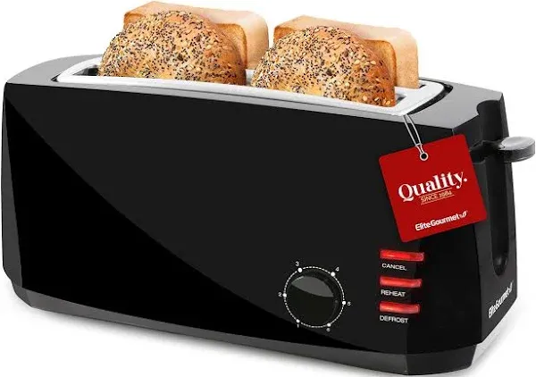 Elite Gourmet 4 Slice Long Slot Cool Touch Toaster