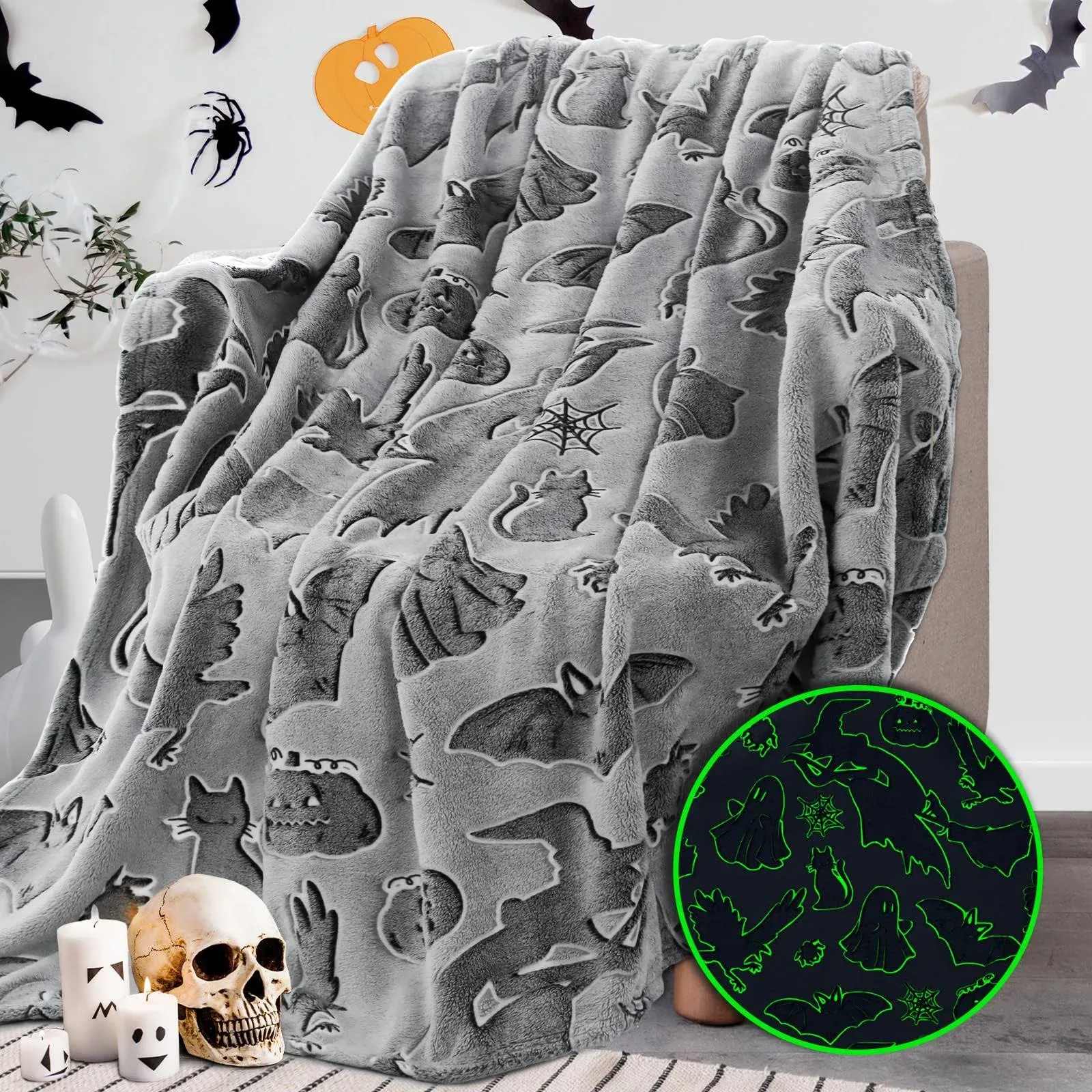 Throw Blanket Kids Soft Fleece Blanket Black Cat Halloween Throw Blanket 50&#034;×60&#034;