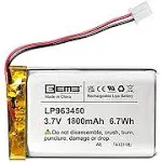 EEMB Lithium Polymer Battery 3.7V 1800mAh 963450 Lipo Rechargeable Battery Pack with Wire JST Connector for Speaker and Wireless Device- Confirm Devi