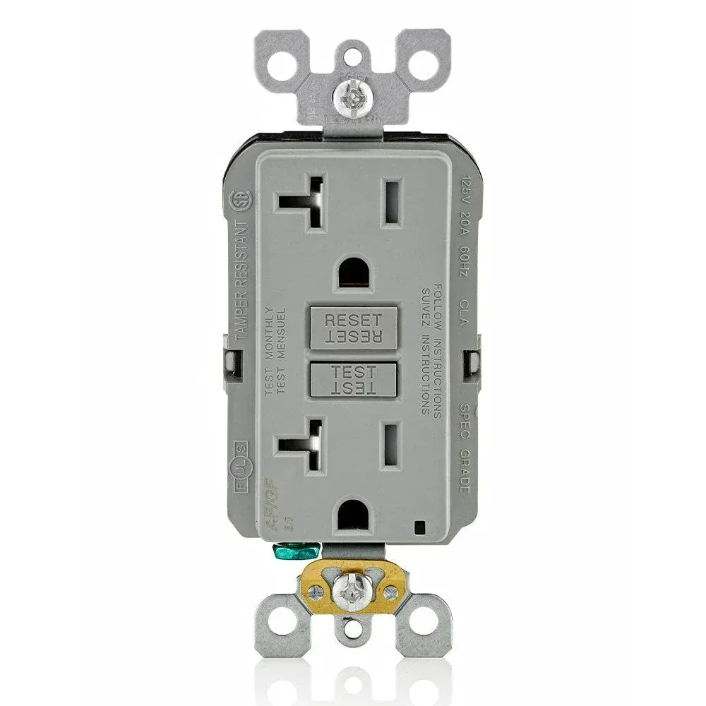 Leviton AGTR2-GY SmartlockPro Dual Function AFCI/GFCI Receptacle, Wallplate ...