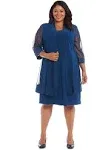 R & M Richards Plus Size Embellished Dress & Jacket - Peacock