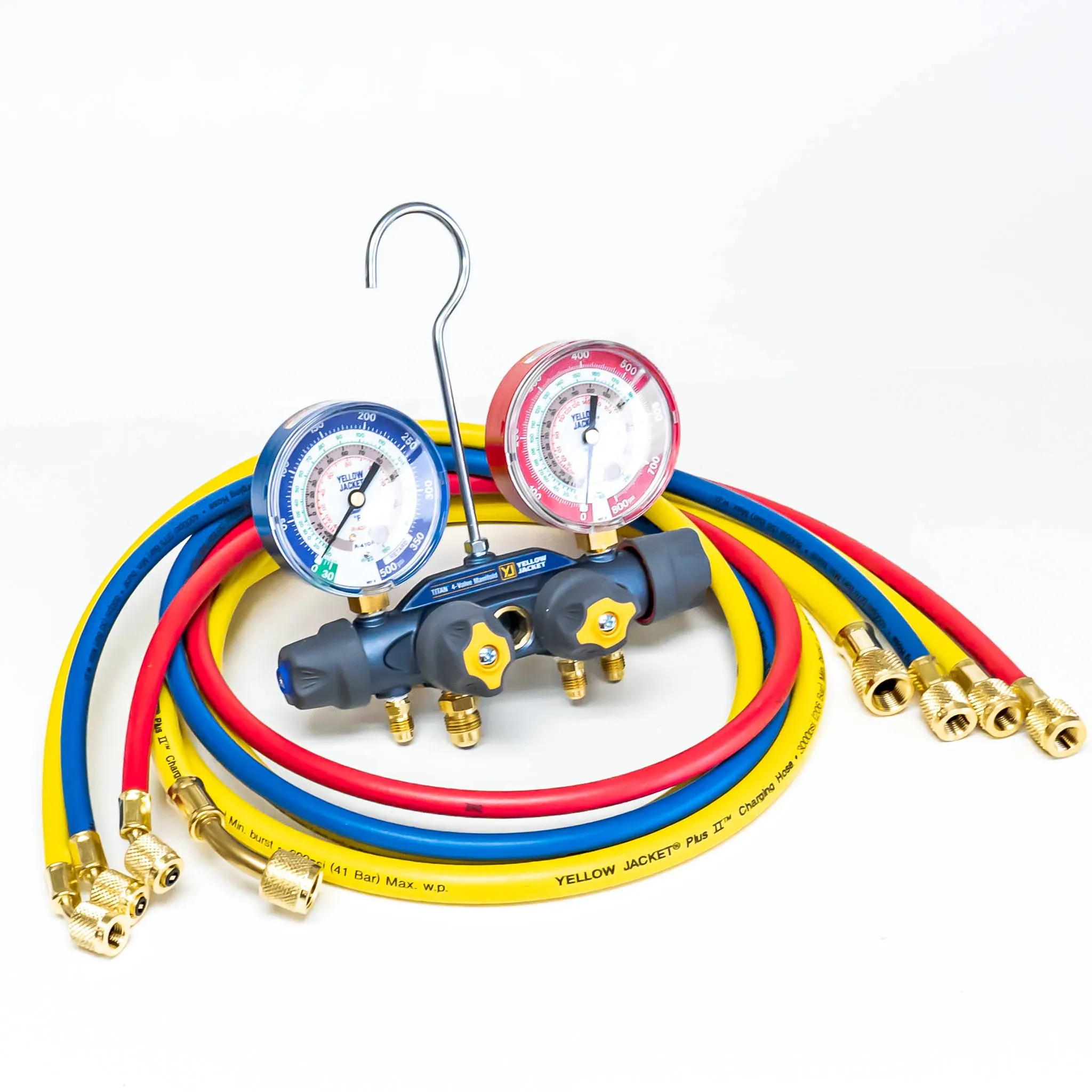 Yellow Jacket Titan 4-Valve Mechanical Manifold Gauge Set