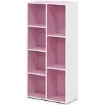 Furinno 7-Cube Reversible Open Shelf, White 11048WH, Pink