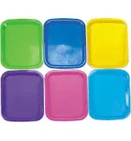 Fun Express Plastic Trays for Kids - Set of 6 in Bright Colors - Sand, Salt, Art Classroom and Teacher Supplies