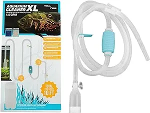 TERAPUMP BPA-Free XL Gravel Cleaner 120" Aquarium Water Changer with Clips, Suction Cup, Flow Managing Clip, Quick & Easy Assembly, Long 120 inch Nozzle Manual Water Pump, (20-50 Gallon Tank)