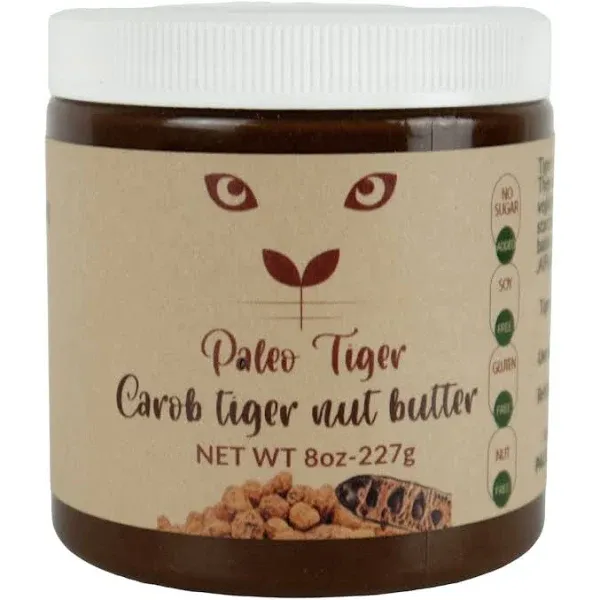 PALEO TIGER | CAROB Tiger Nut Butter | AIP and Paleo Compliant | Nut Free High Prebiotic Ingredients | No Sugar Added | Whole 30 | Low Food Map | Low Oxalate | 8 Ounces.