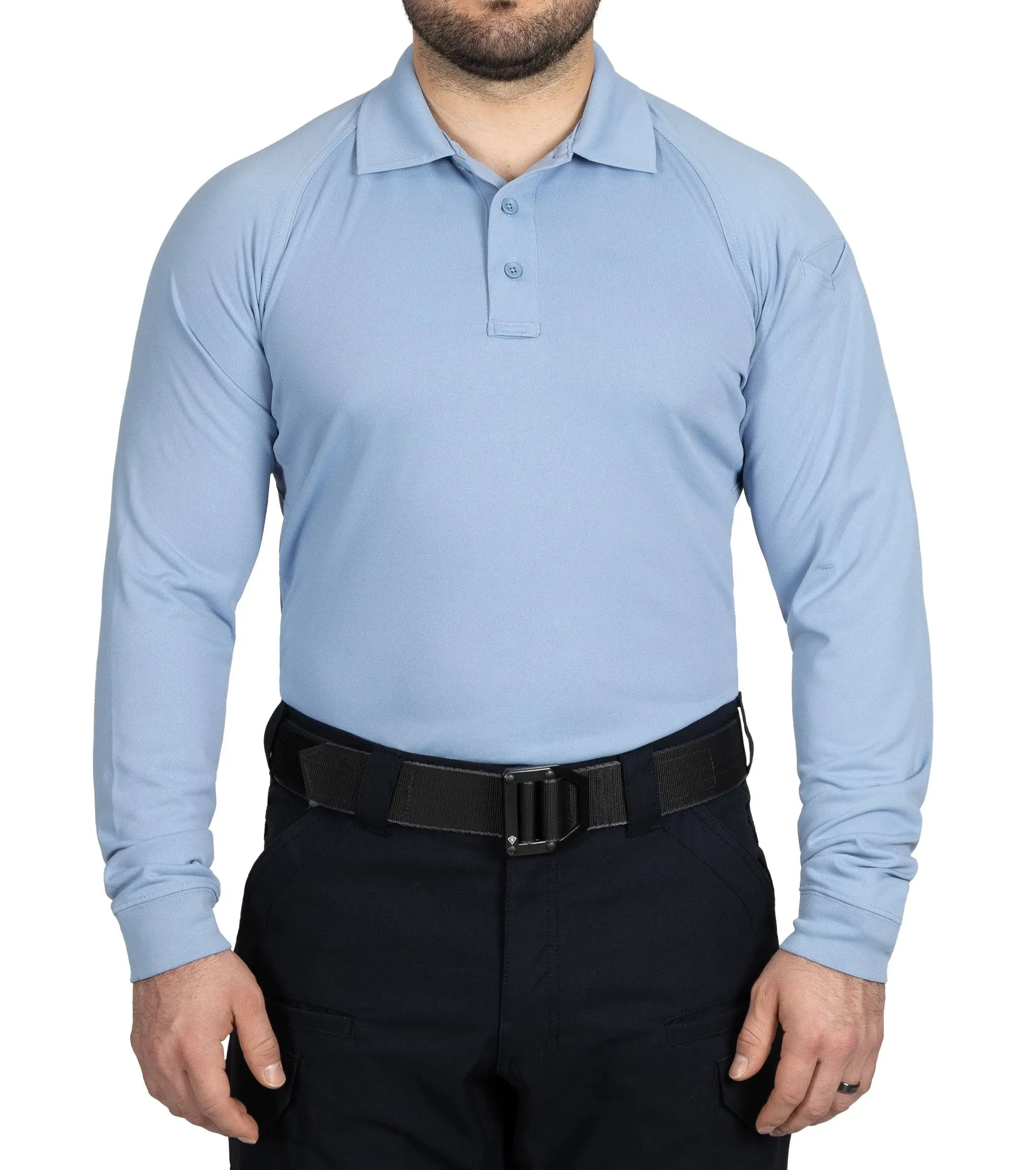 First Tactical Long Sleeve Performance Polo Shirt in Medium Blue