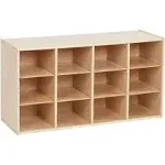 Ecr4kids Streamline 12 Cubby Tray Storage Cabinet, 3x4, Natural, Beige