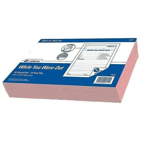 Adams &#034;While You Were Out&#034; Pink 50 Sheet Message Pads (24 Pads)9711 New Sealed