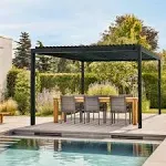 Backyard Discovery 16 x 10 Sarasota Steel Louvered Pergola - Black