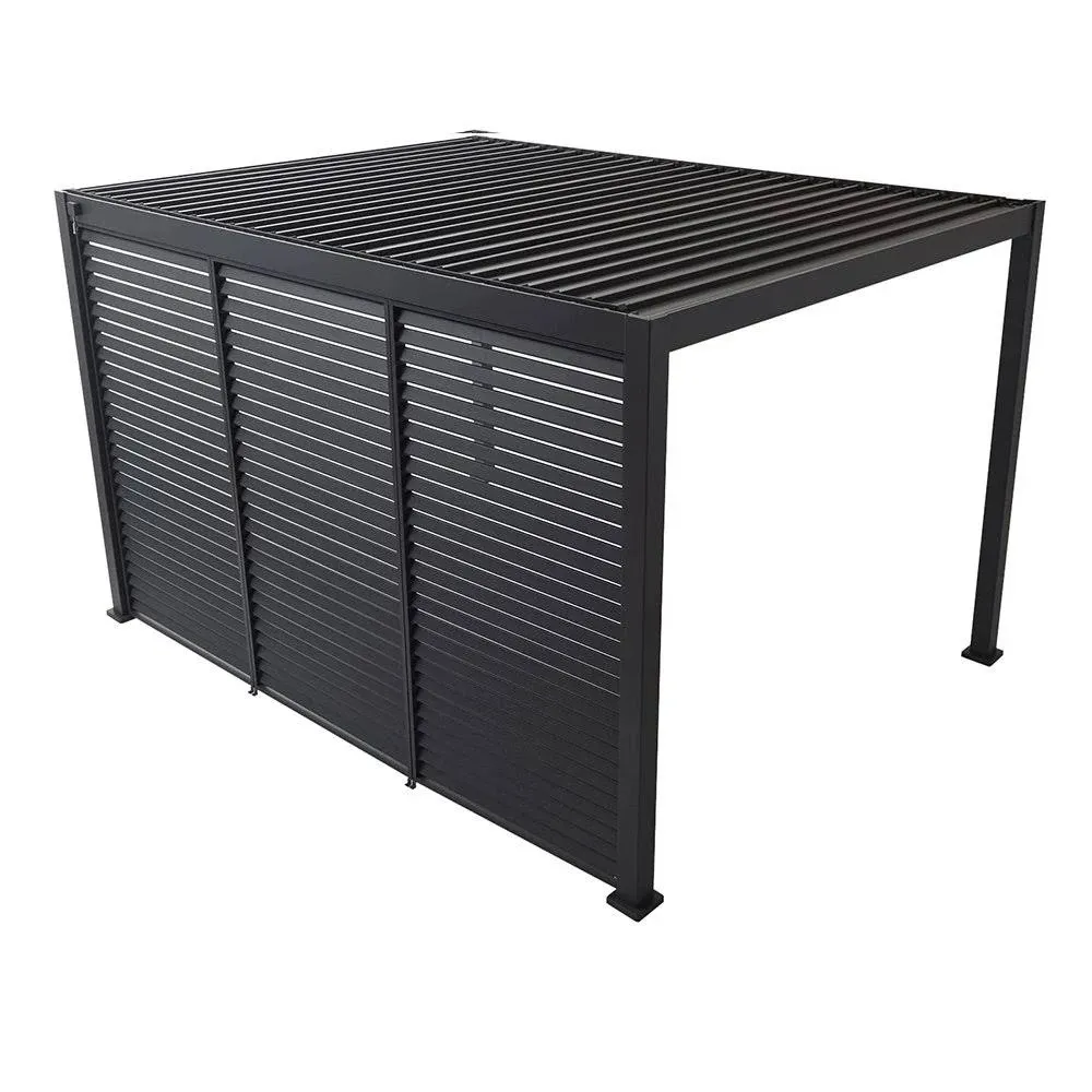 Mirador 10'x10' Pergola Accessories Aluminum Louvered Fixed Shutter Wall ...