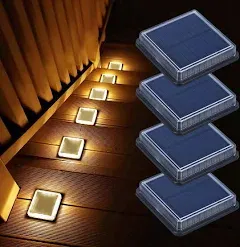 Lacasa Solar Step Lights 4-Pack 50LM 3000K Warm White LED Solar Deck Lights