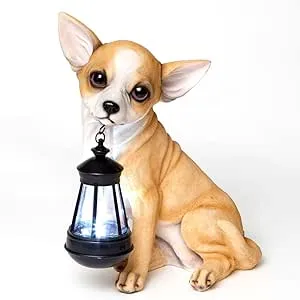 Bits and Pieces - Chihuahua Solar Lantern Statue - Solar Powered Garden Lantern - Resin Dog Sculpture with LED Light - Outdoor Lighting and DécorBits and Pieces - Chihuahua Solar Lantern Statue - Solar Powered Garden Lantern - Resin Dog Sculpture with LE