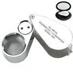 40X Jewelers Loupe Magnifying Glass Magnifier Loop UV Light Jewelry Coin Pocket