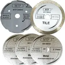 MTP Brand Pack of 5 Assort 3" Wood Plastic Metal Masonry Cutting Wheel Compatible to use for Dremel SM510C sm520 sm500 sm540 Saw Max Rigid R87547B Milwaukee 2522-20 Cut Off Tool - 7/16" Arbor