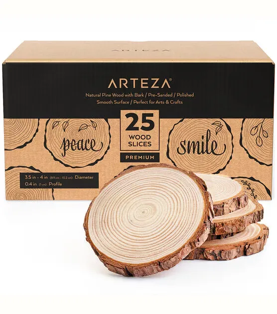 "Arteza Wood Cutout Slices 4'' 25pk"