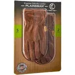 Plainsman Premium Cabretta Brown Leather Gloves - 2 Pairs, Small