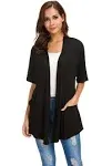 ADANIKI Womens Short Sleeve Open Front Lightweight Casual Comfy Long Line Drape Hem Soft Modal Cardigans Sweater